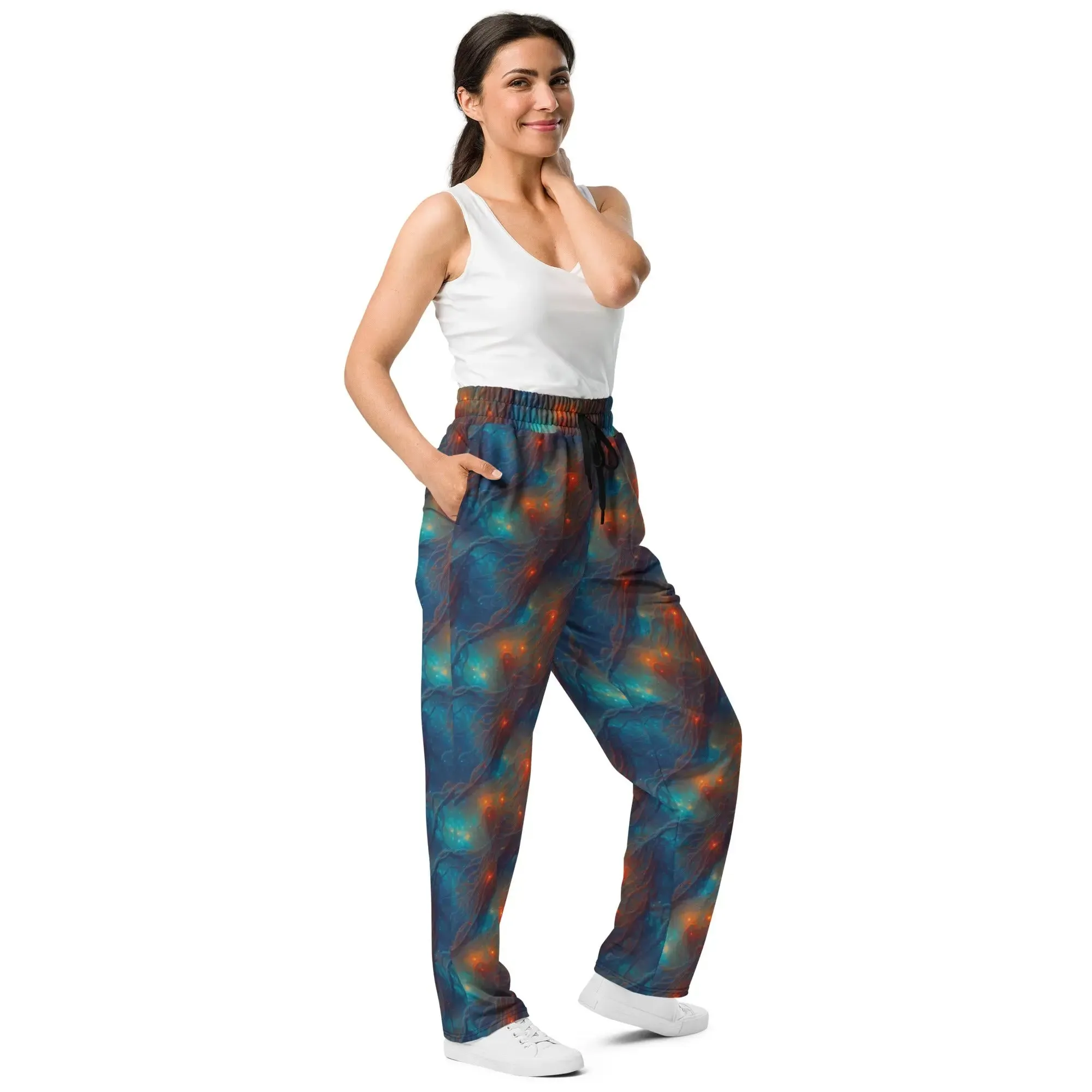 Unisex Wide-leg Joggers - Nebular Nexus