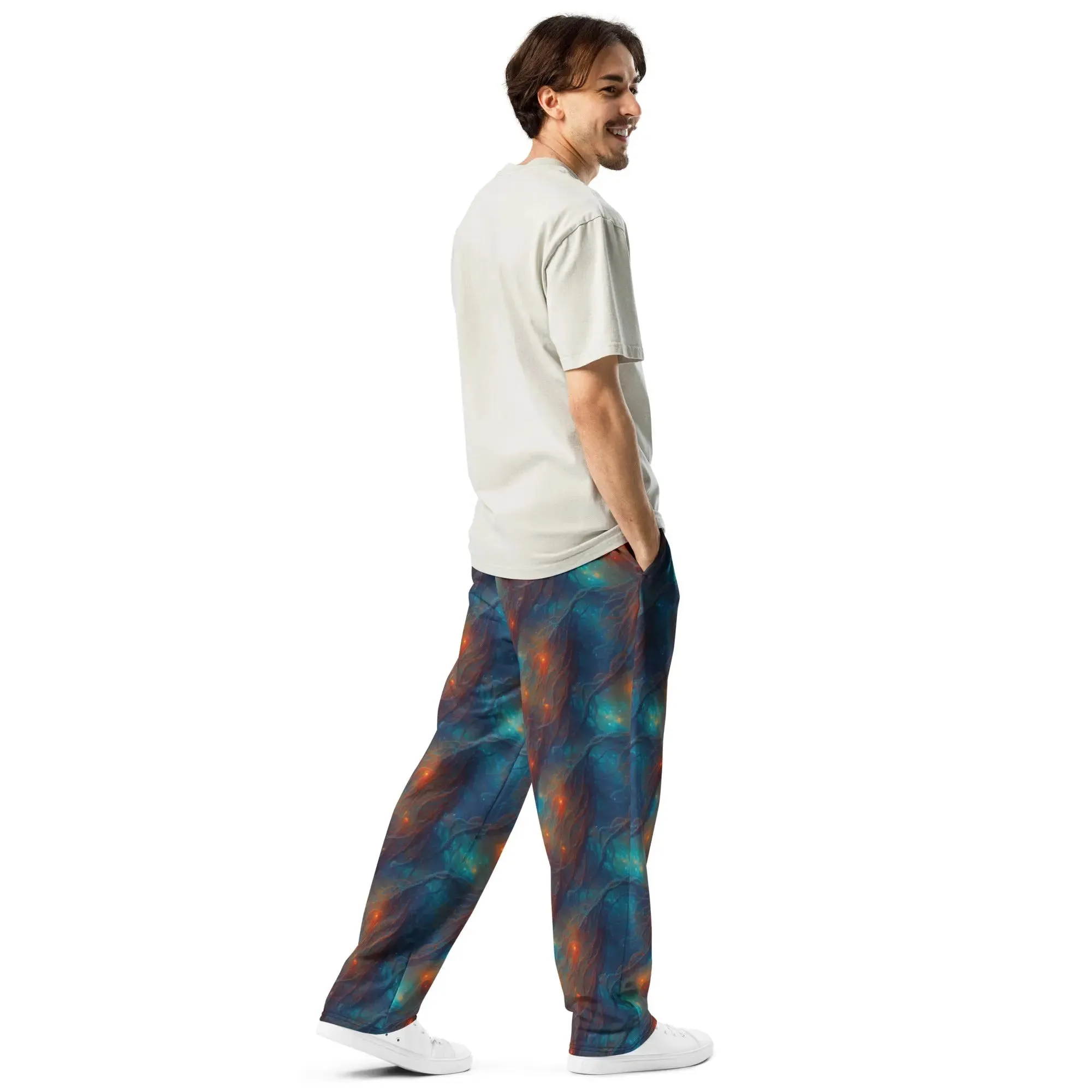 Unisex Wide-leg Joggers - Nebular Nexus