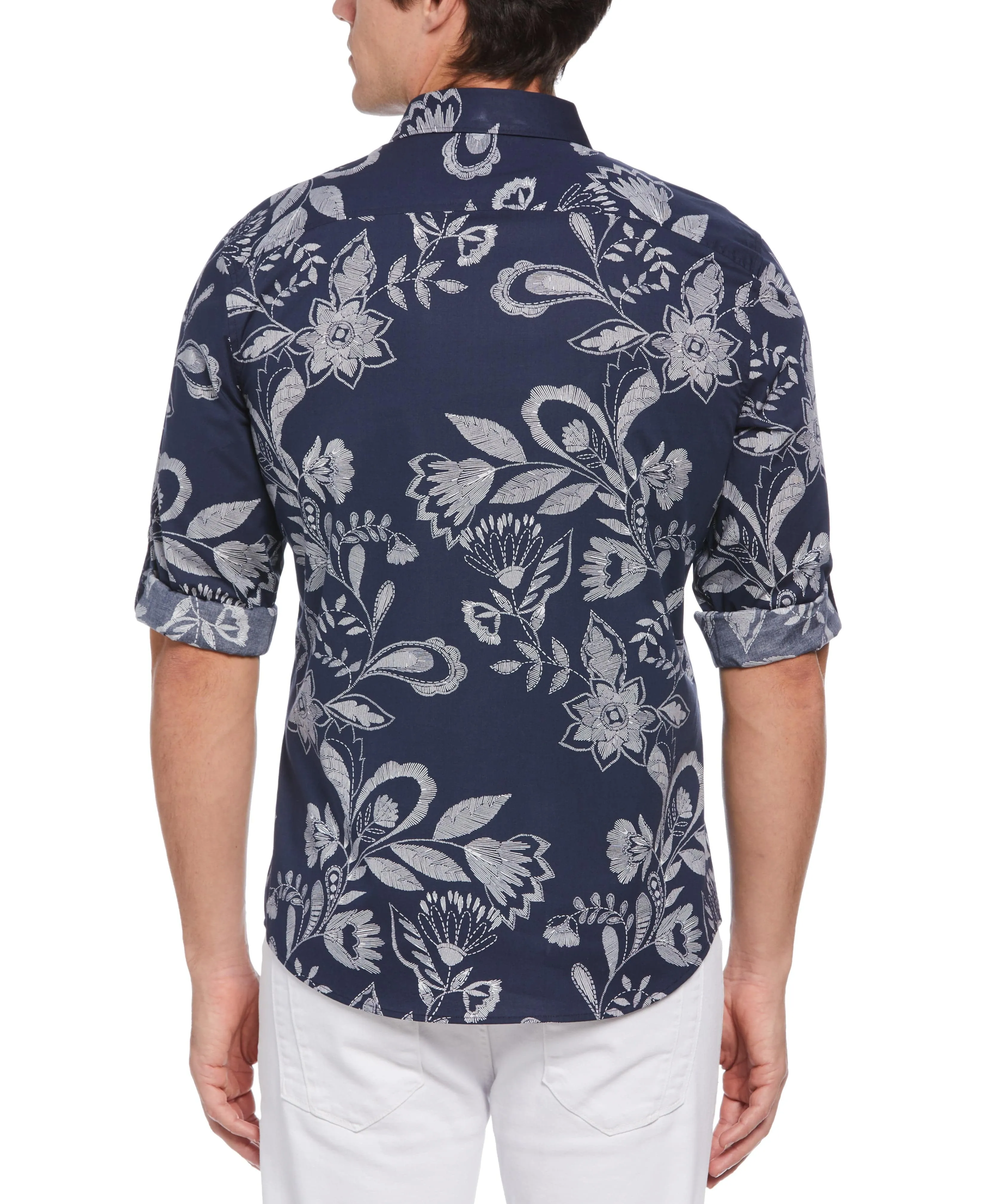 Untucked Floral Motif Shirt