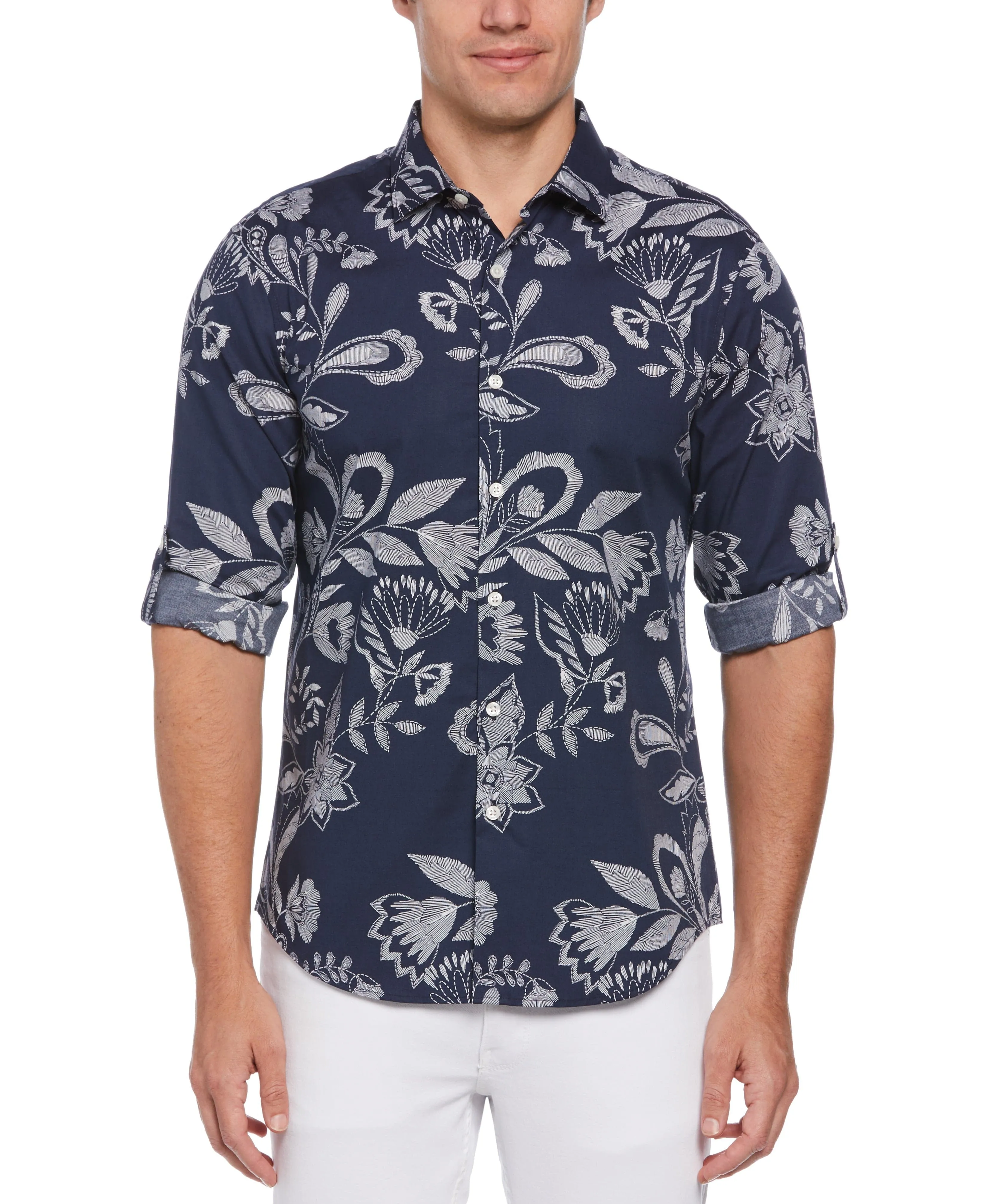 Untucked Floral Motif Shirt