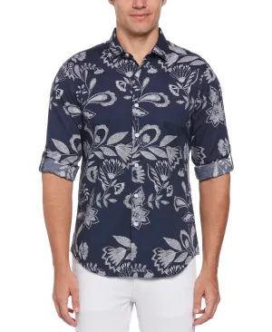 Untucked Floral Motif Shirt