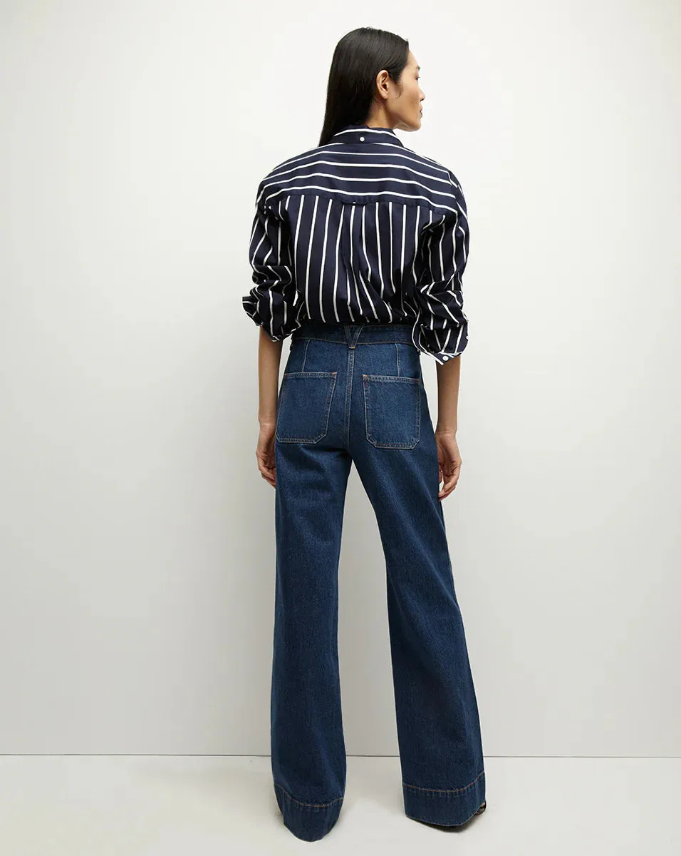 VERONICA BEARD Lloyd Striped Button Down Shirt