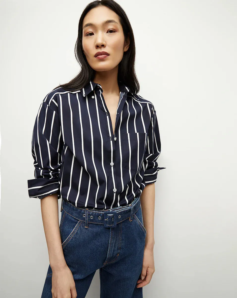 VERONICA BEARD Lloyd Striped Button Down Shirt
