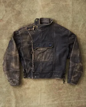 Vintage Swedish Army Dispatch Riders Leather Jacket "Ordonnansjacka" Size 48