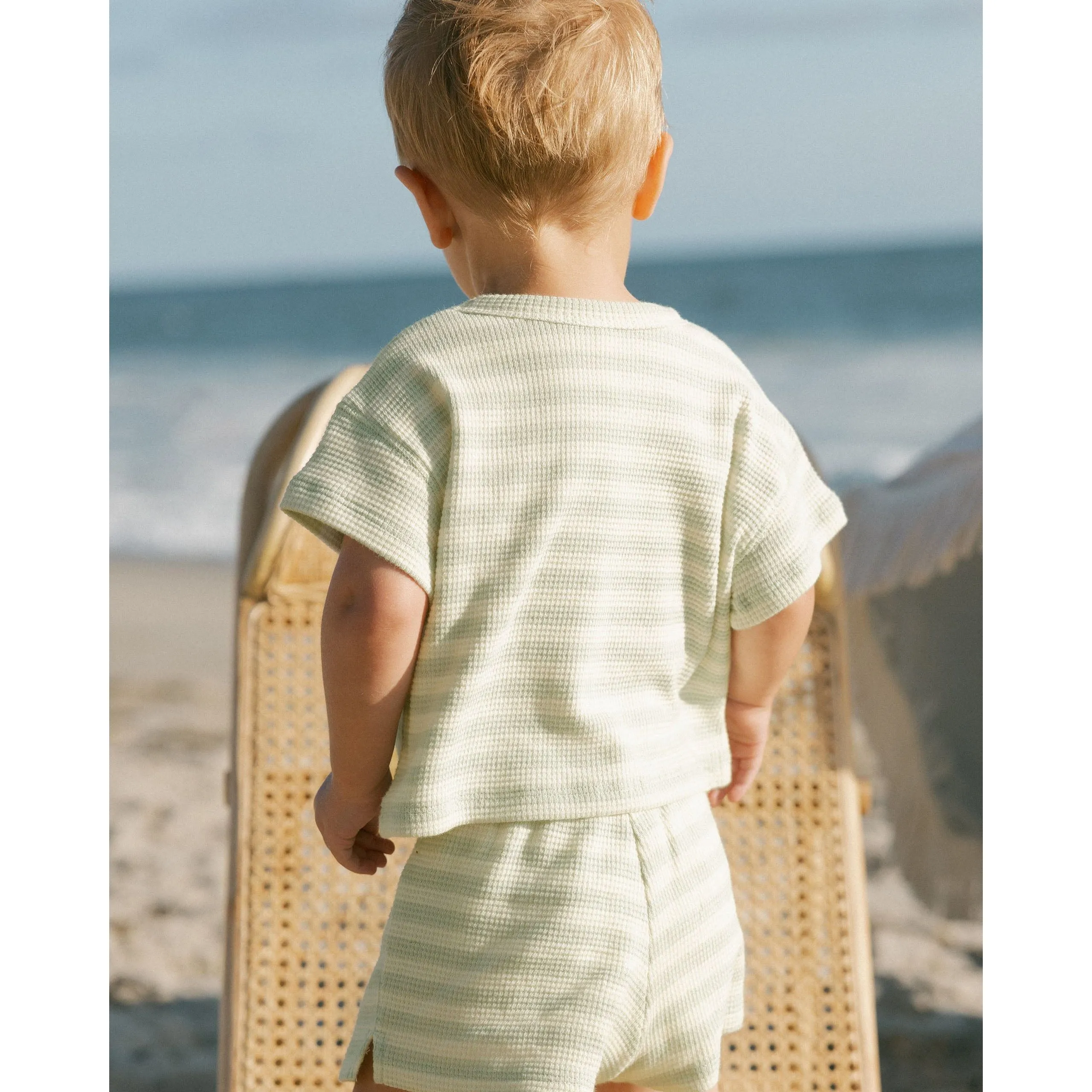 waffle tee   short set || mint stripe