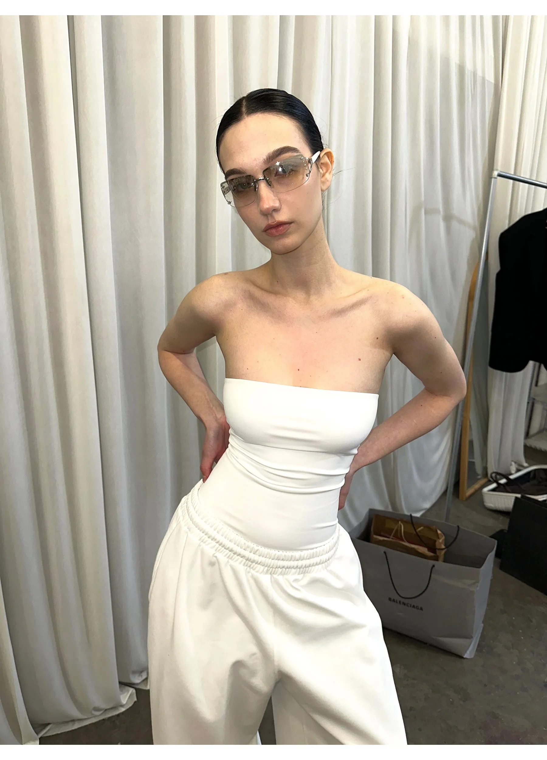White Bandeau / Sweatpants