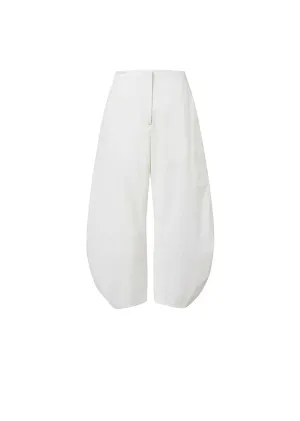 White Curved Silhouette Pants