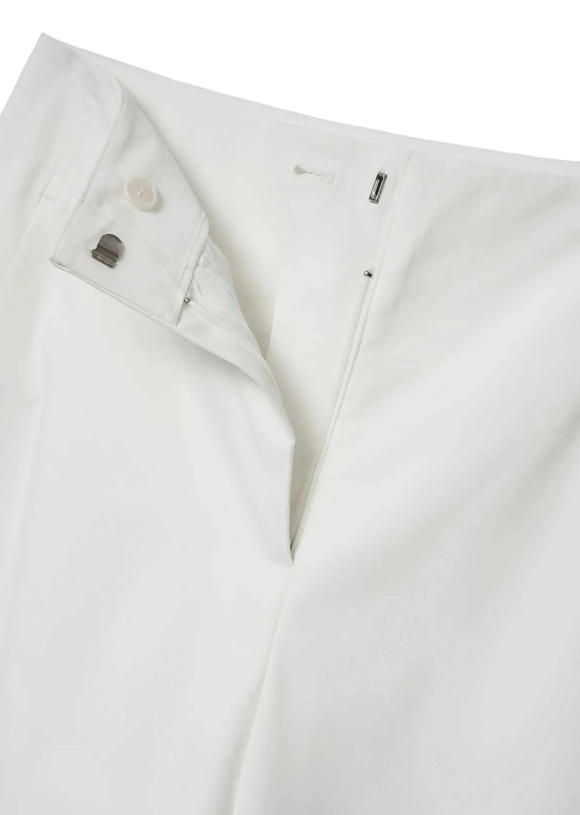 White Curved Silhouette Pants