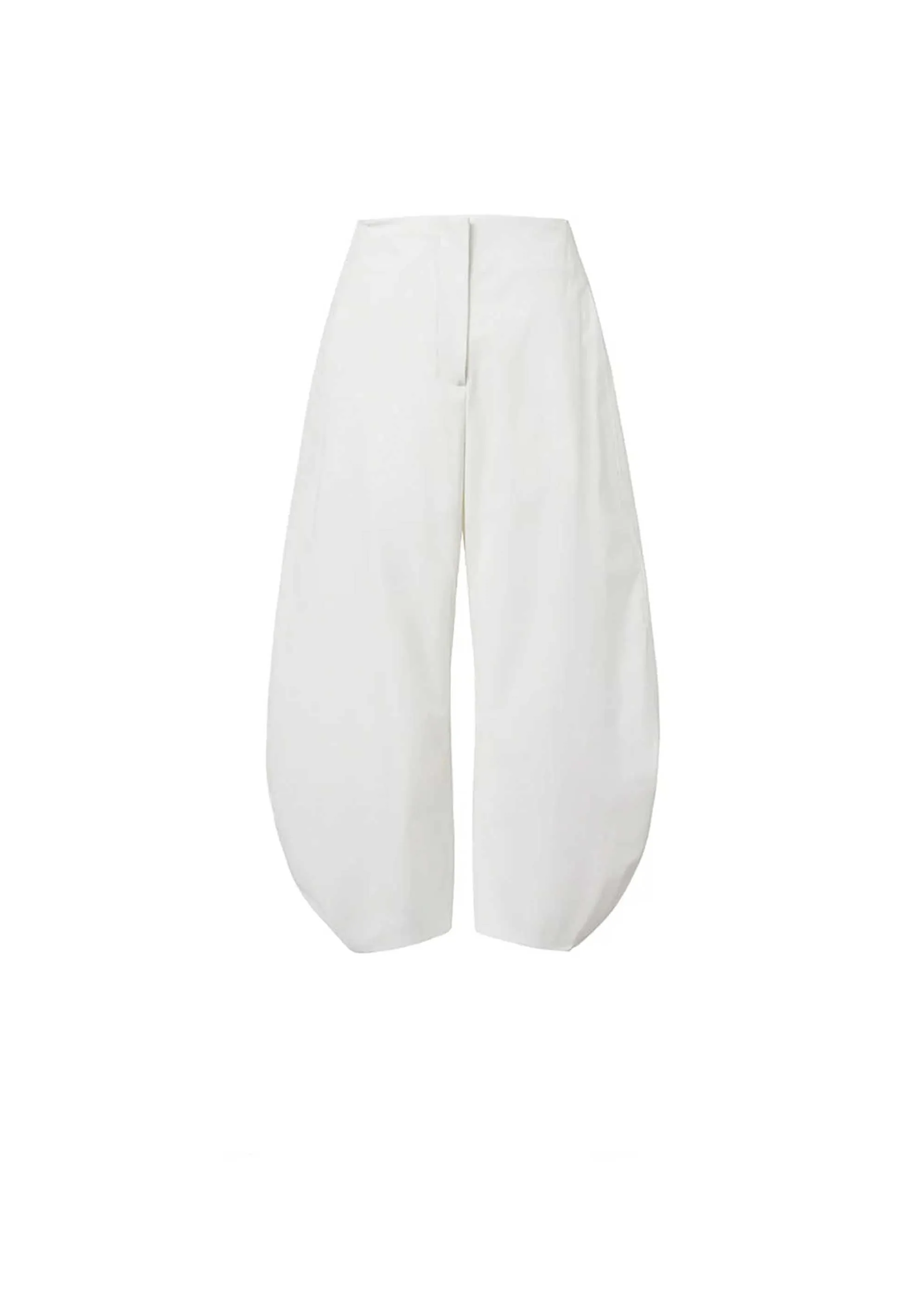 White Curved Silhouette Pants