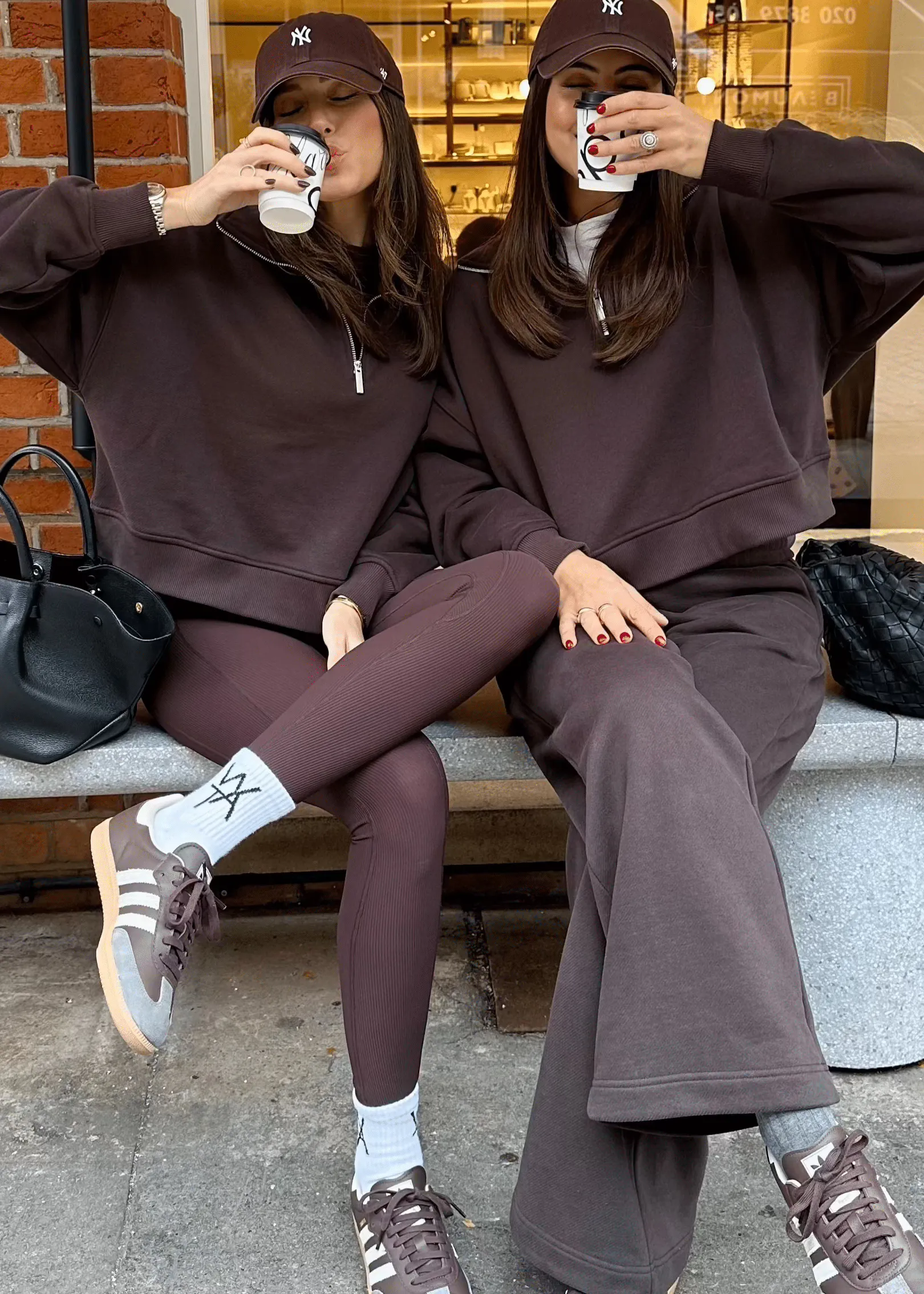 WIDE LEG JOGGERS - BITTER CHOC