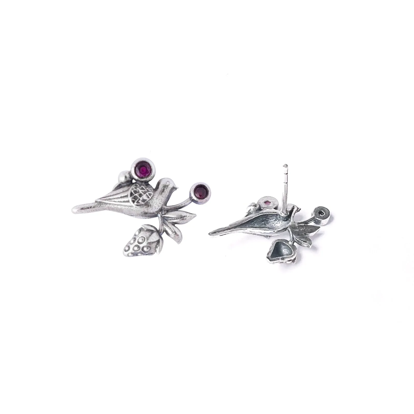 William Morris - Strawberry Thief Silver Earring Tops by Moha