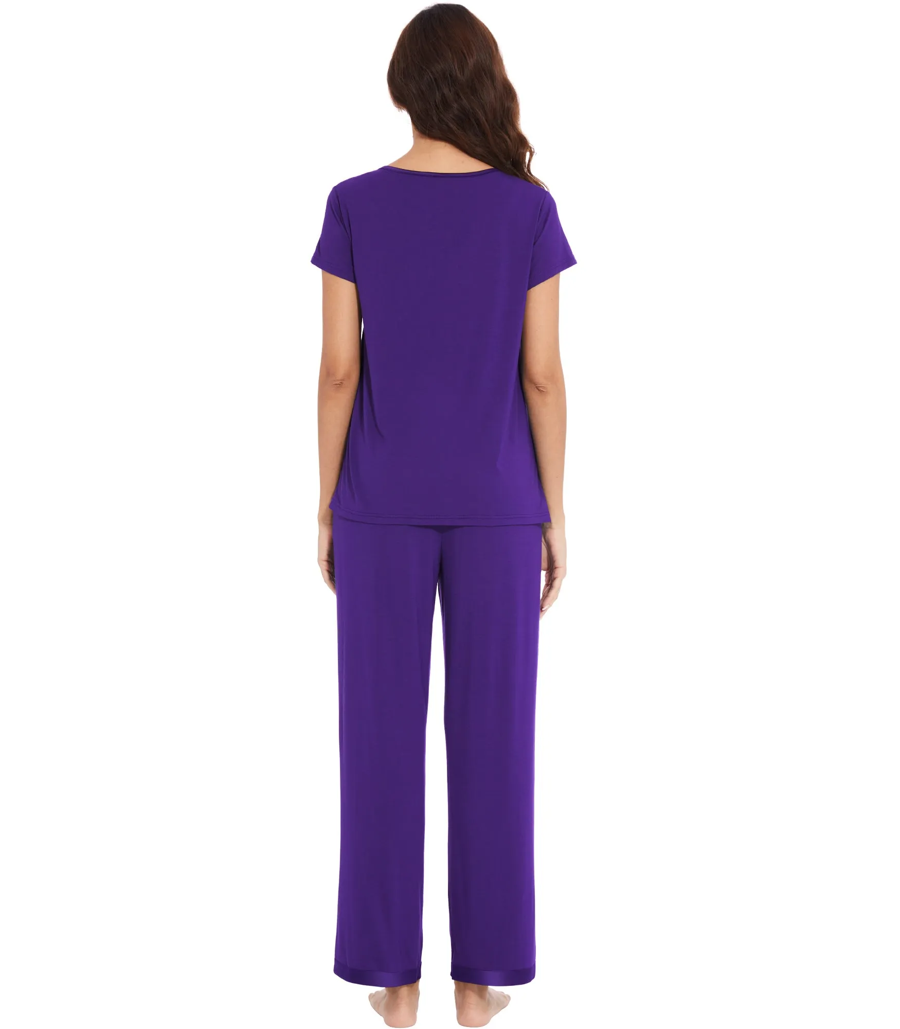 WiWi Short Sleeve with Full Length Pants Pjs for Women