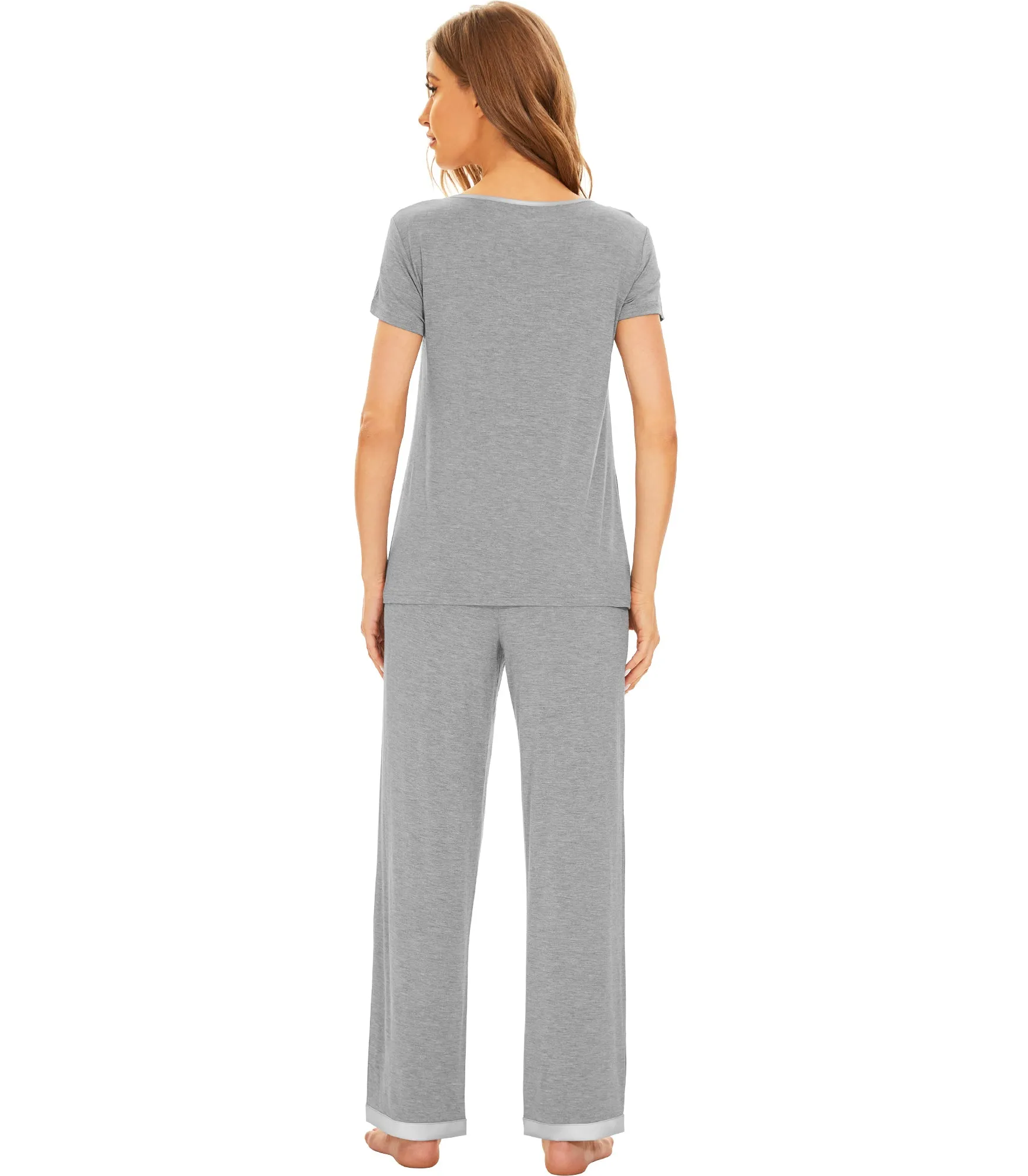 WiWi Short Sleeve with Full Length Pants Pjs for Women