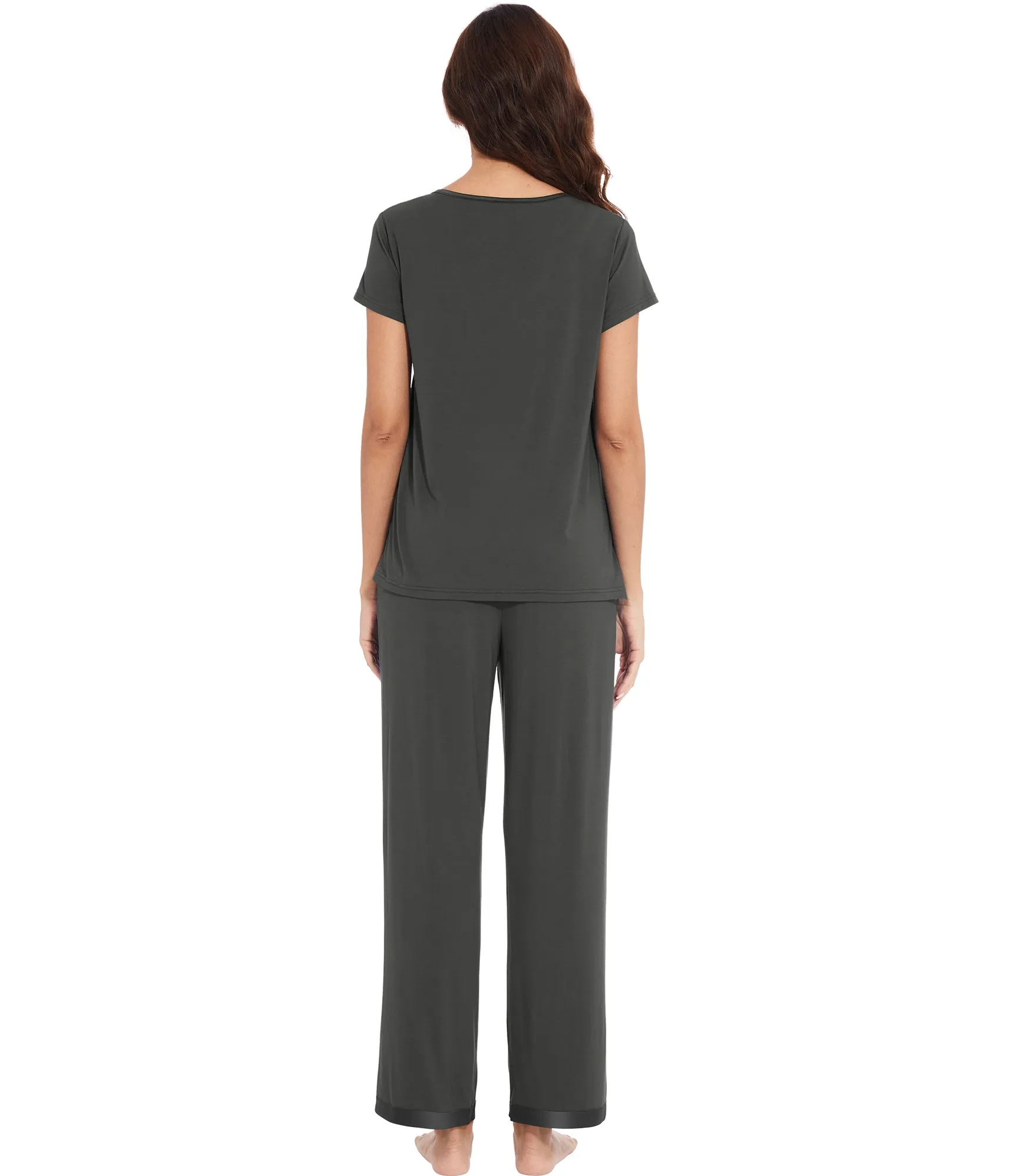 WiWi Short Sleeve with Full Length Pants Pjs for Women
