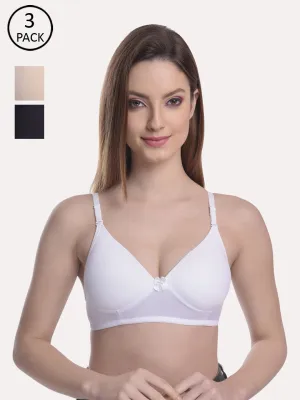 Women Pack Of 3 Lightly Padded & Non Wired Seamless Bra light Multi