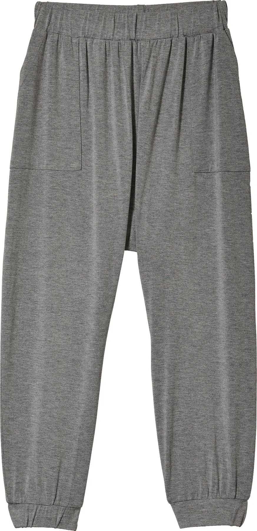 Women Solid Cotton T-shirt With Drapped Jogger (Heather Grey)