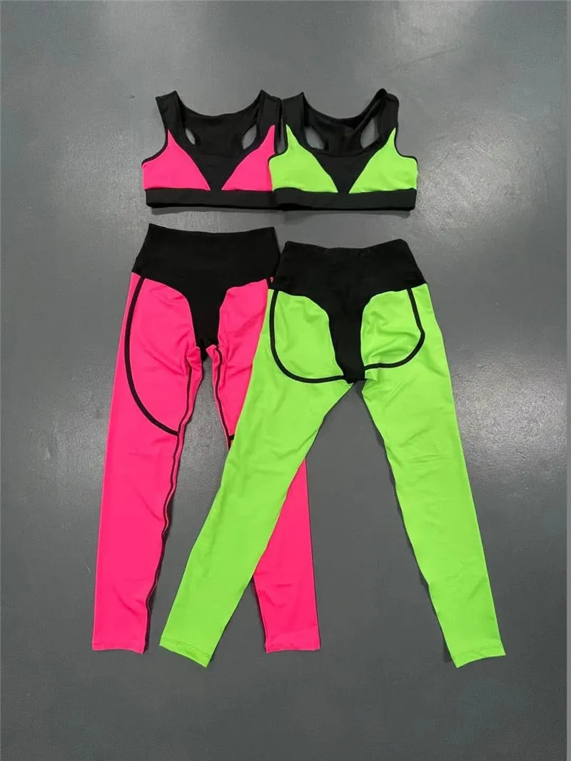 Women Sport Set Female Two Piece Crop Top Bra Booty Leggings Workout Outfit Fitness Wear Run Gym Suit Female Yoga Sets Clothes