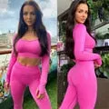 Women Sport Set Female Two Piece Crop Top Bra Booty Leggings Workout Outfit Fitness Wear Run Gym Suit Female Yoga Sets Clothes