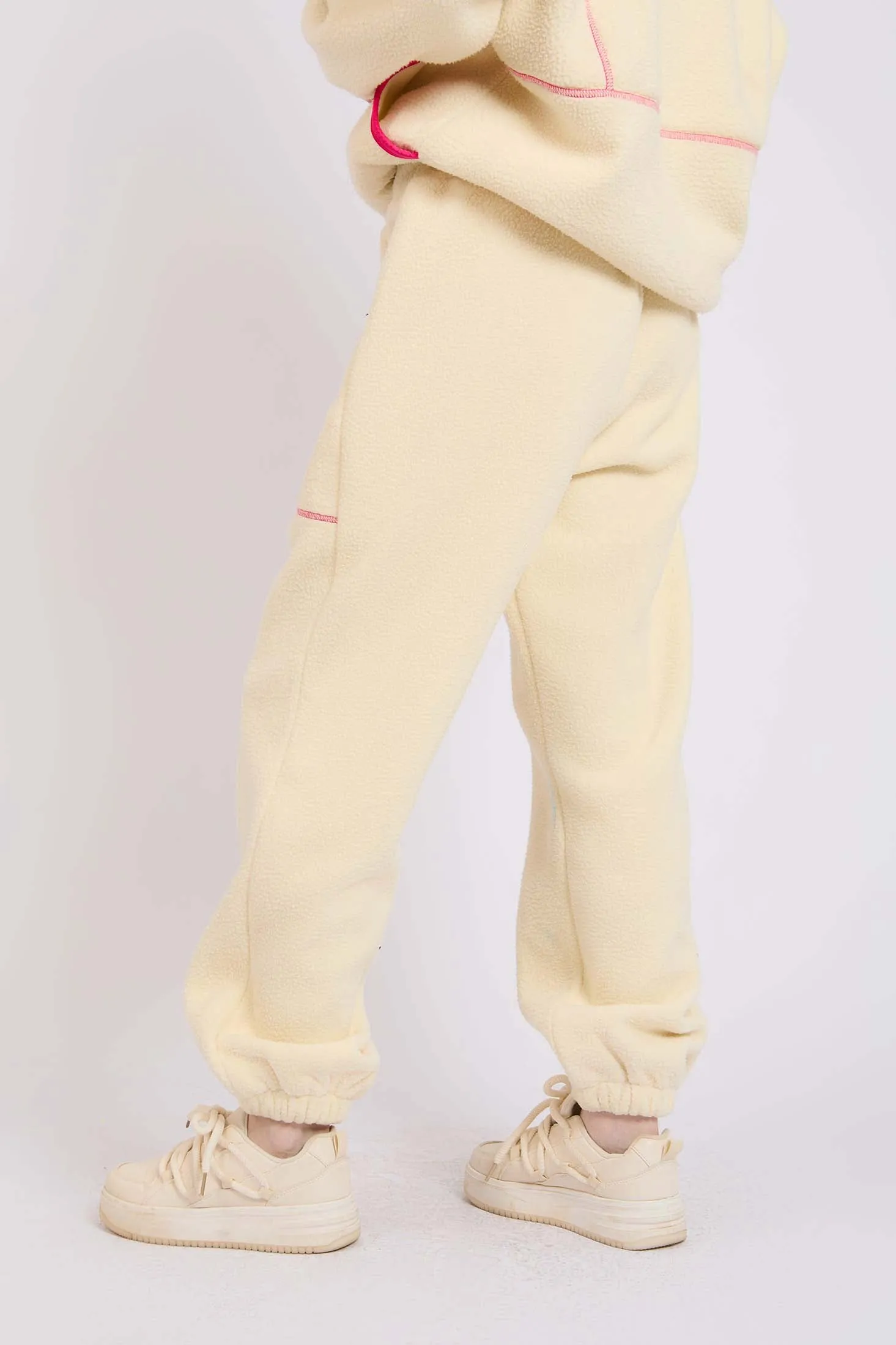 Women  Sweat Pant Sherpa Jogger White