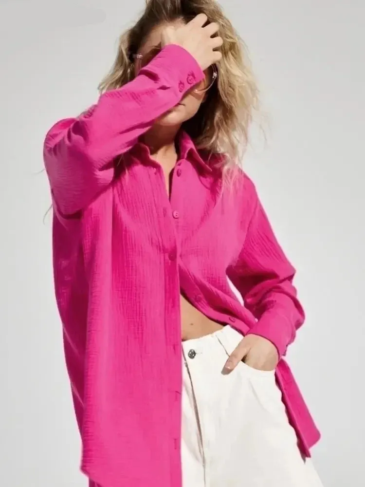 Women's Spring/Summer 100% Cotton Long Sleeve Shirts