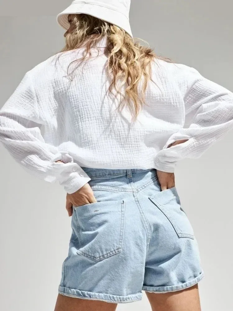 Women's Spring/Summer 100% Cotton Long Sleeve Shirts