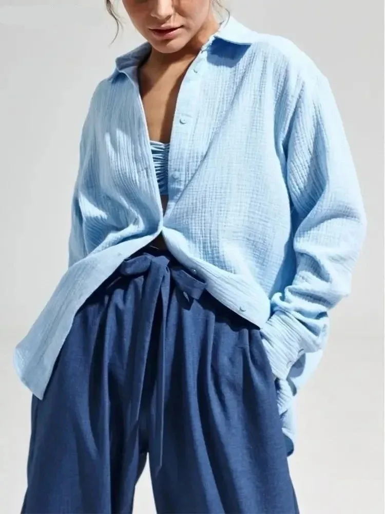 Women's Spring/Summer 100% Cotton Long Sleeve Shirts