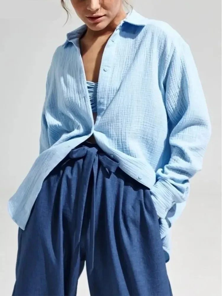 Women's Spring/Summer 100% Cotton Long Sleeve Shirts