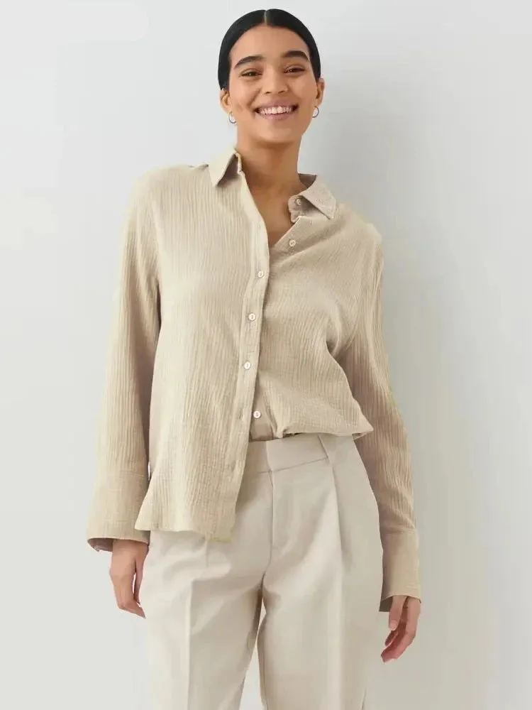Women's Spring/Summer 100% Cotton Long Sleeve Shirts