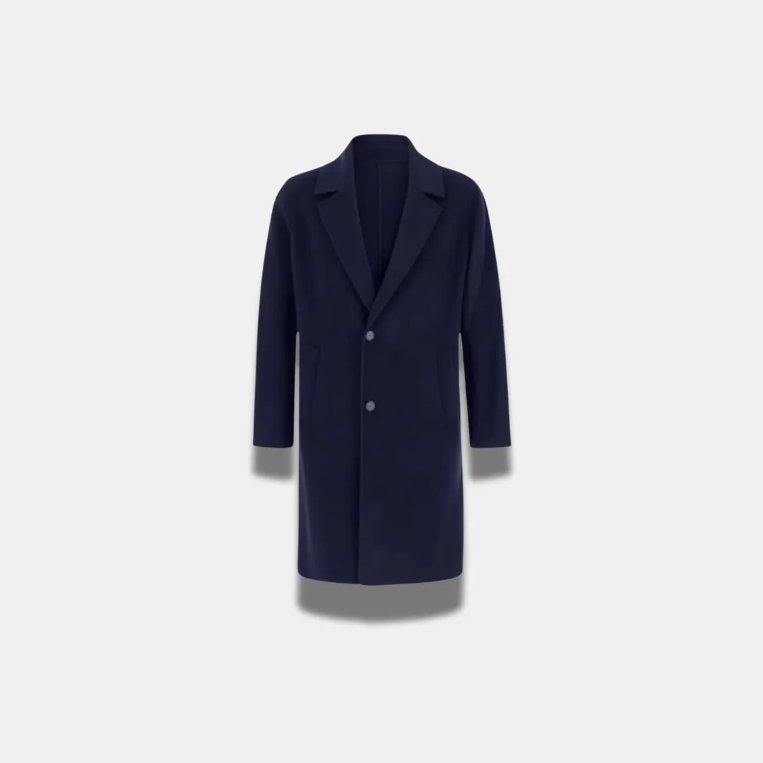 Women’s Tailored Long Winter Coat – Elegant, Insulated & Versatile in Navy Blue