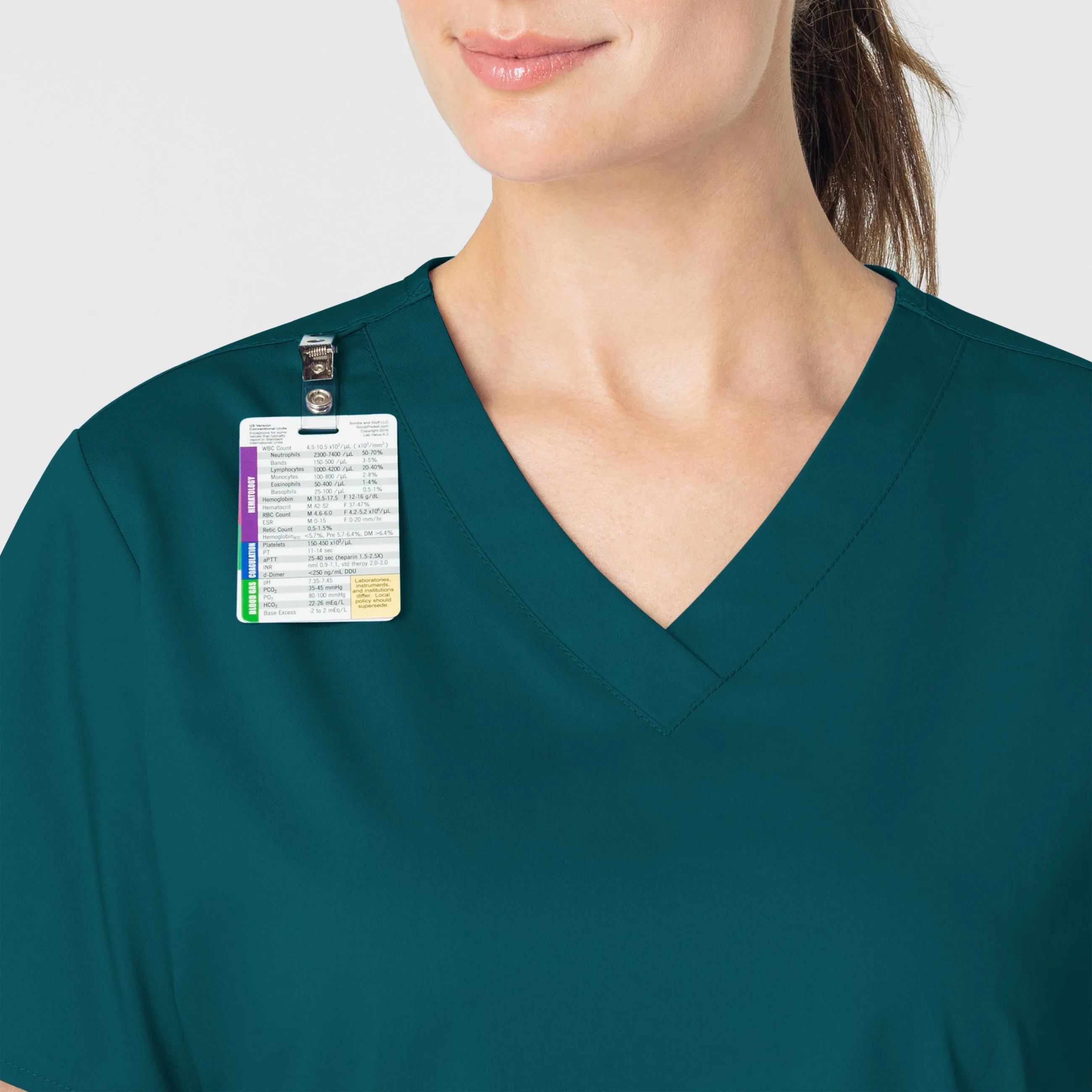 WonderWORK 101 V-Neck Scrub Top Caribbean Blue