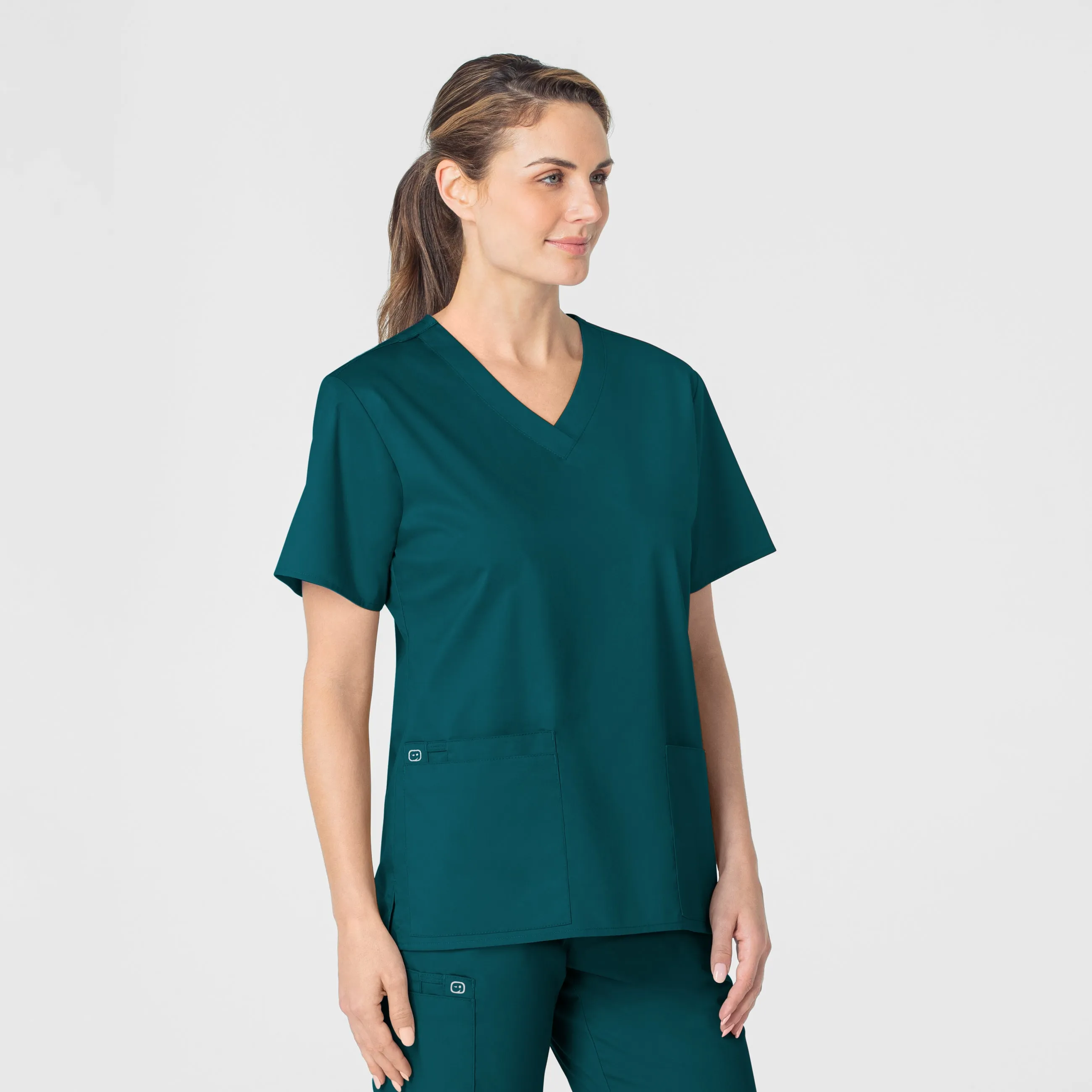 WonderWORK 101 V-Neck Scrub Top Caribbean Blue