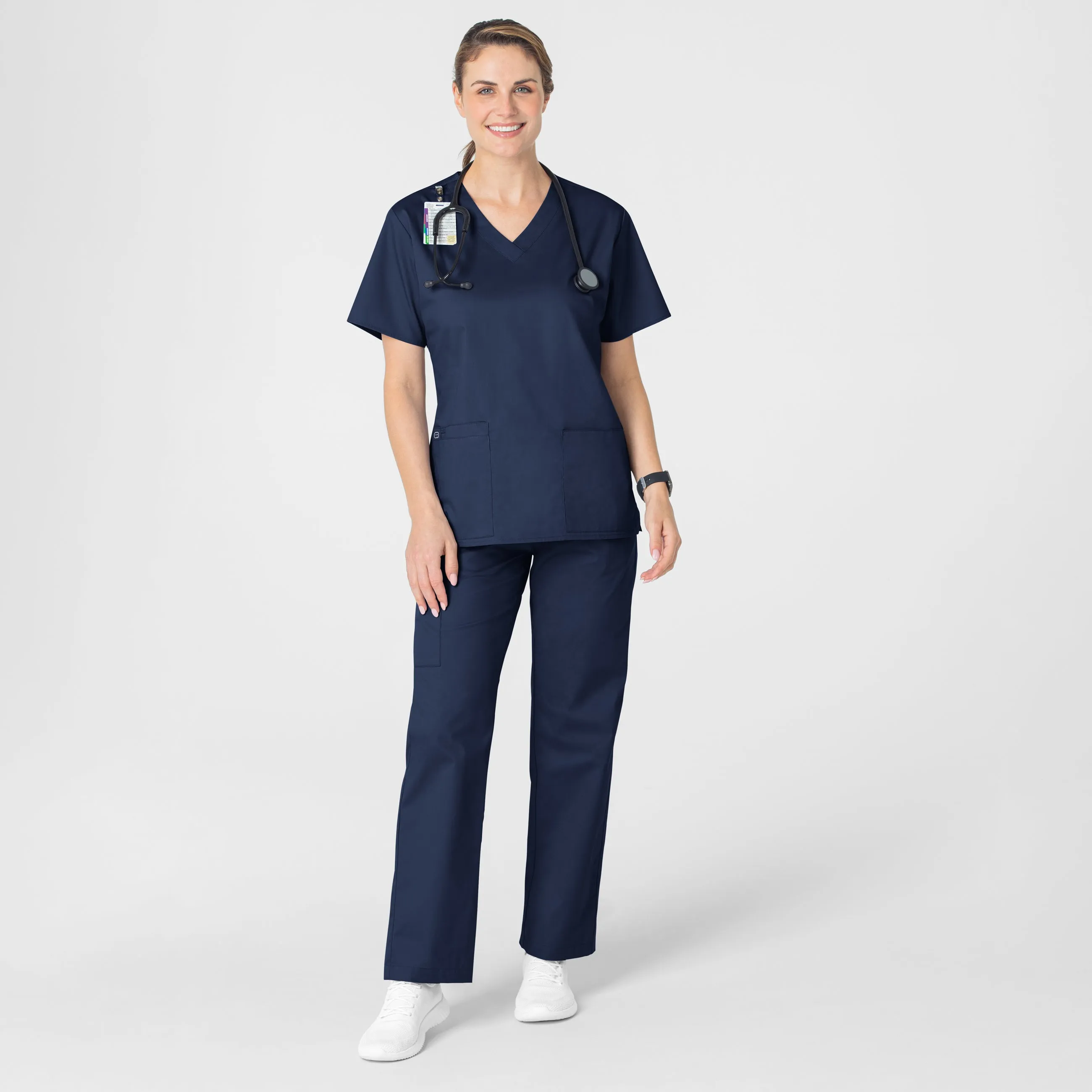 WonderWORK 101 V-Neck Scrub Top Navy
