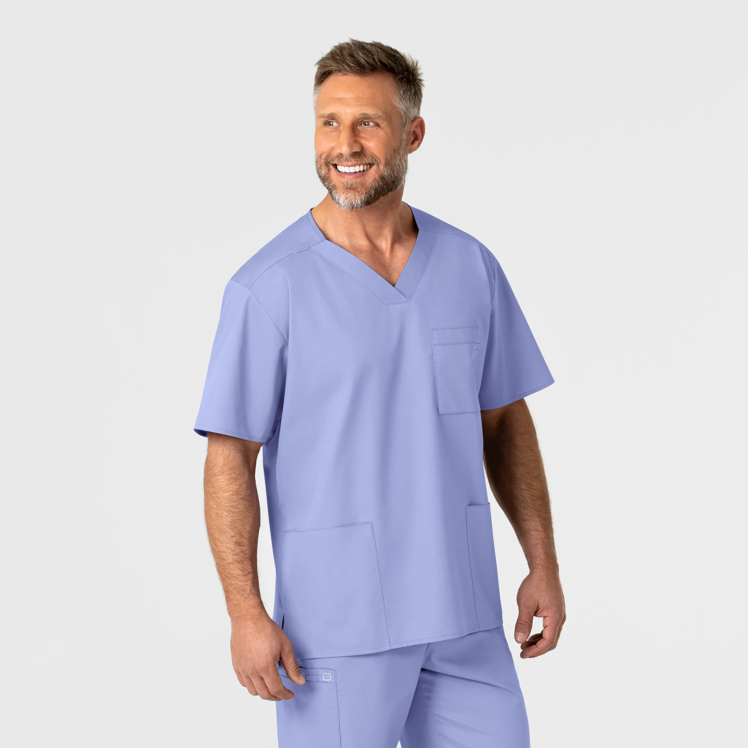 WonderWORK 103 Men's V-Neck Scrub Top Ceil Blue