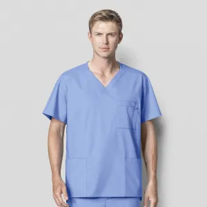 WonderWORK 103 Men's V-Neck Scrub Top Ceil Blue