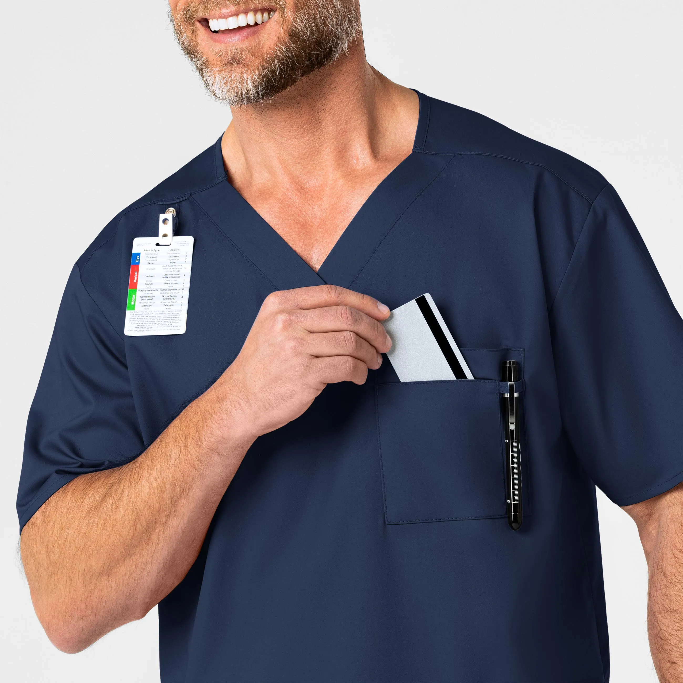 WonderWORK 103 Men's V-Neck Scrub Top Navy