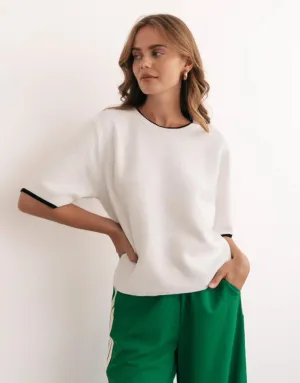 Yara Knit Short Sleeve Top - White