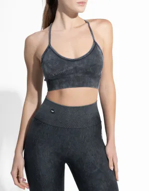 ZIPPED BLACK SEAMLESS TOP